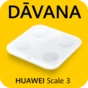 Balti Huawei Scale 3 svari uz spilgti dzeltena fona ar uzrakstu “Dāvana”