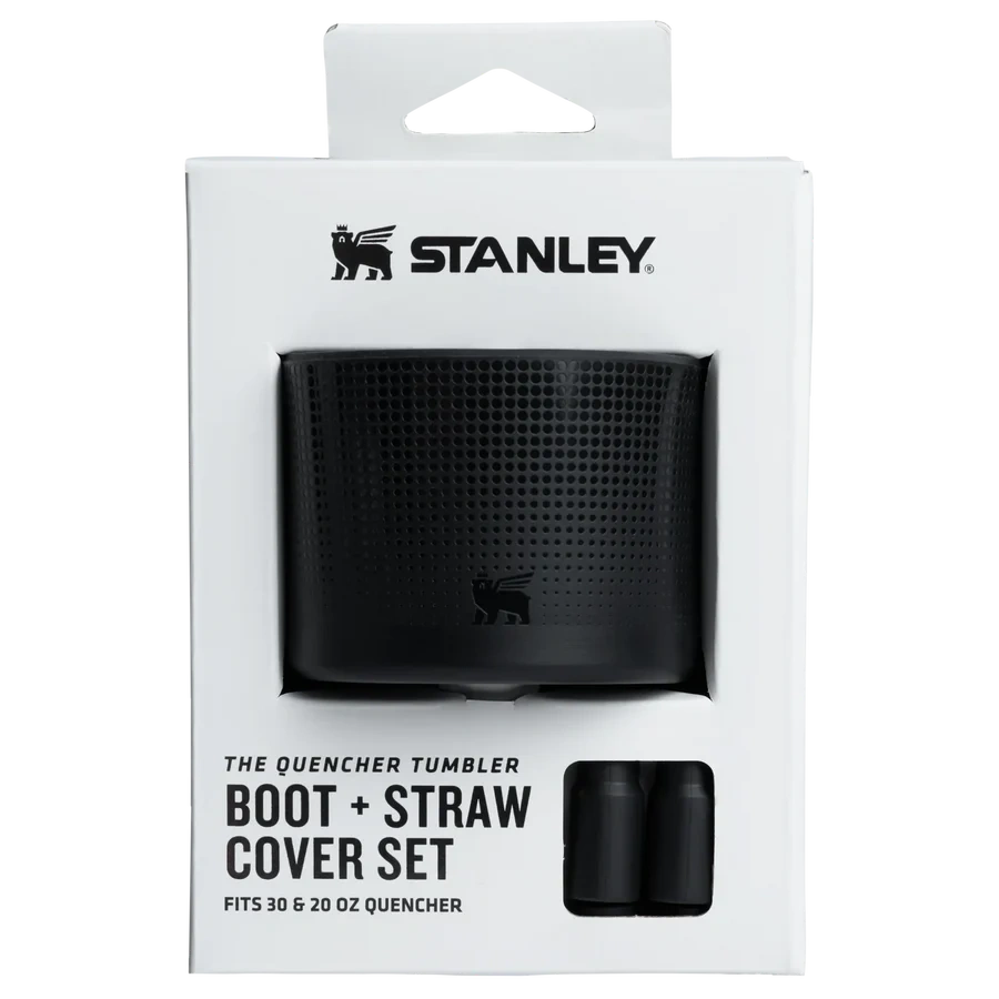 Aizsargpārvalka un salmiņu vāciņu 2 gab. komplekts Stanley The Quencher Boot and Straw Cover Set Black 0.89l & 0.59l