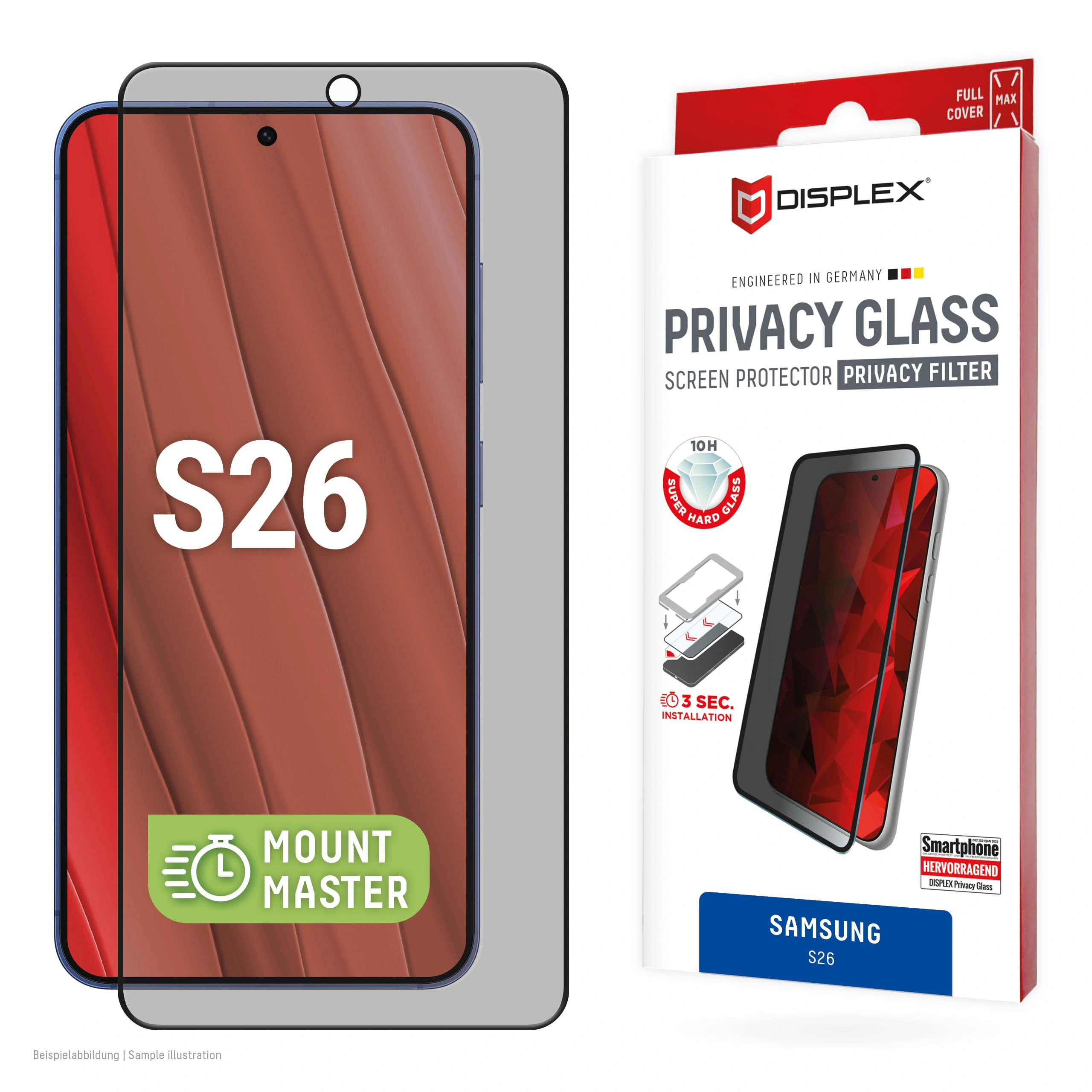Samsung Galaxy S26 Privacy Glass Screen Protector Black by Displex