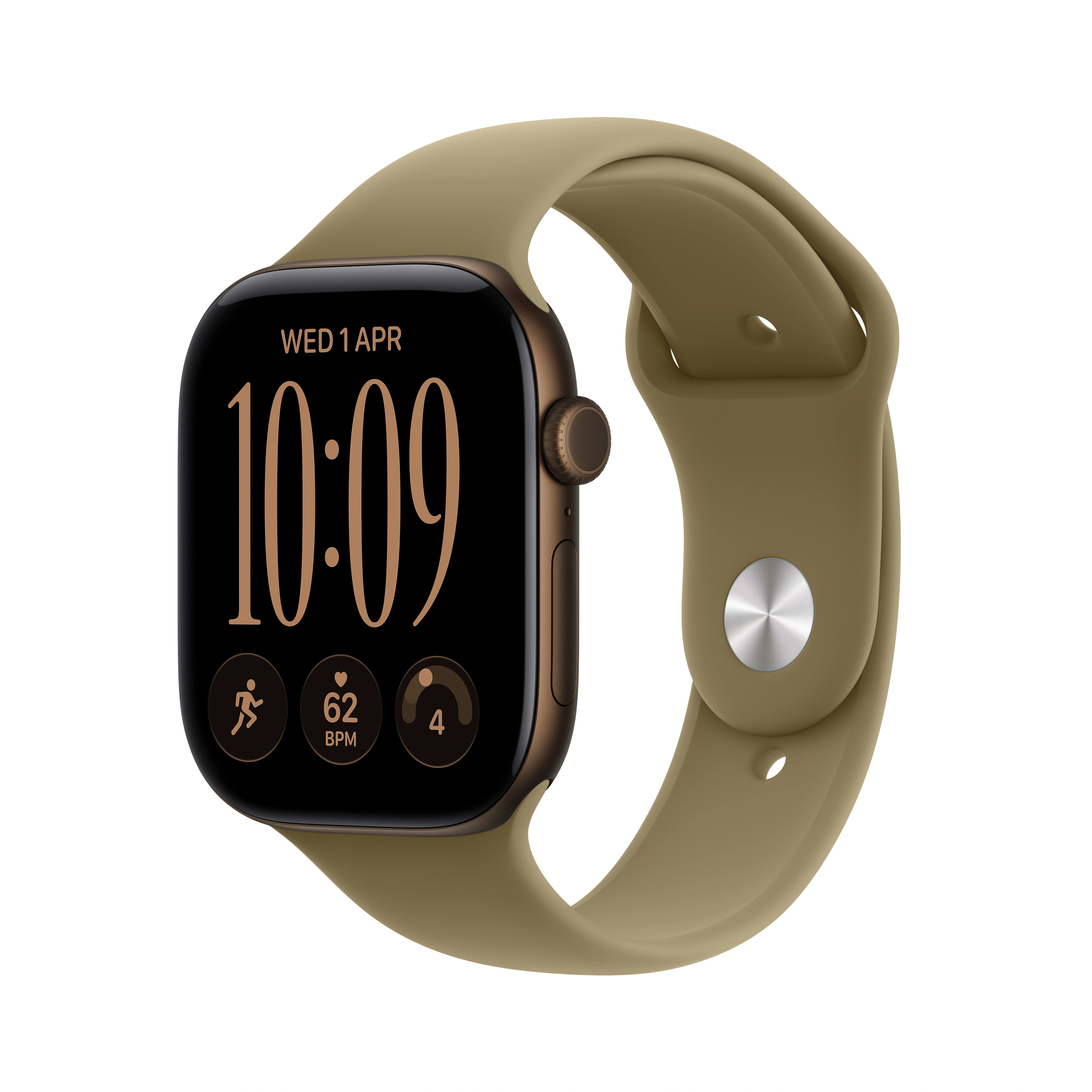 Apple Watch Series 12 GPS + Cellular 42mm Dark Bronze Aluminium Case with Olive Sport Band - S/M