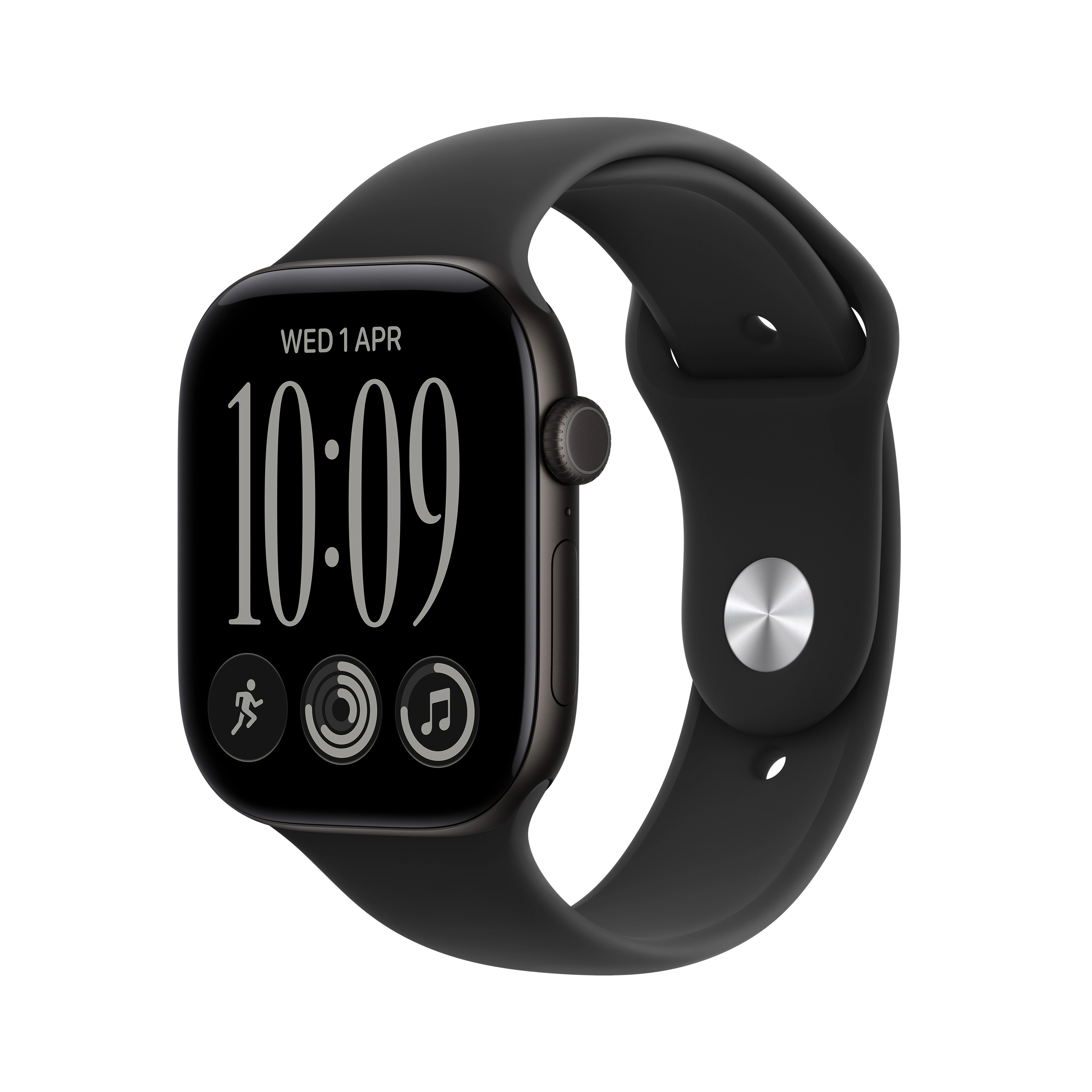 Apple Watch Series 12 GPS + Cellular 46mm Black Aluminium Case with Black Sport Band - M/L