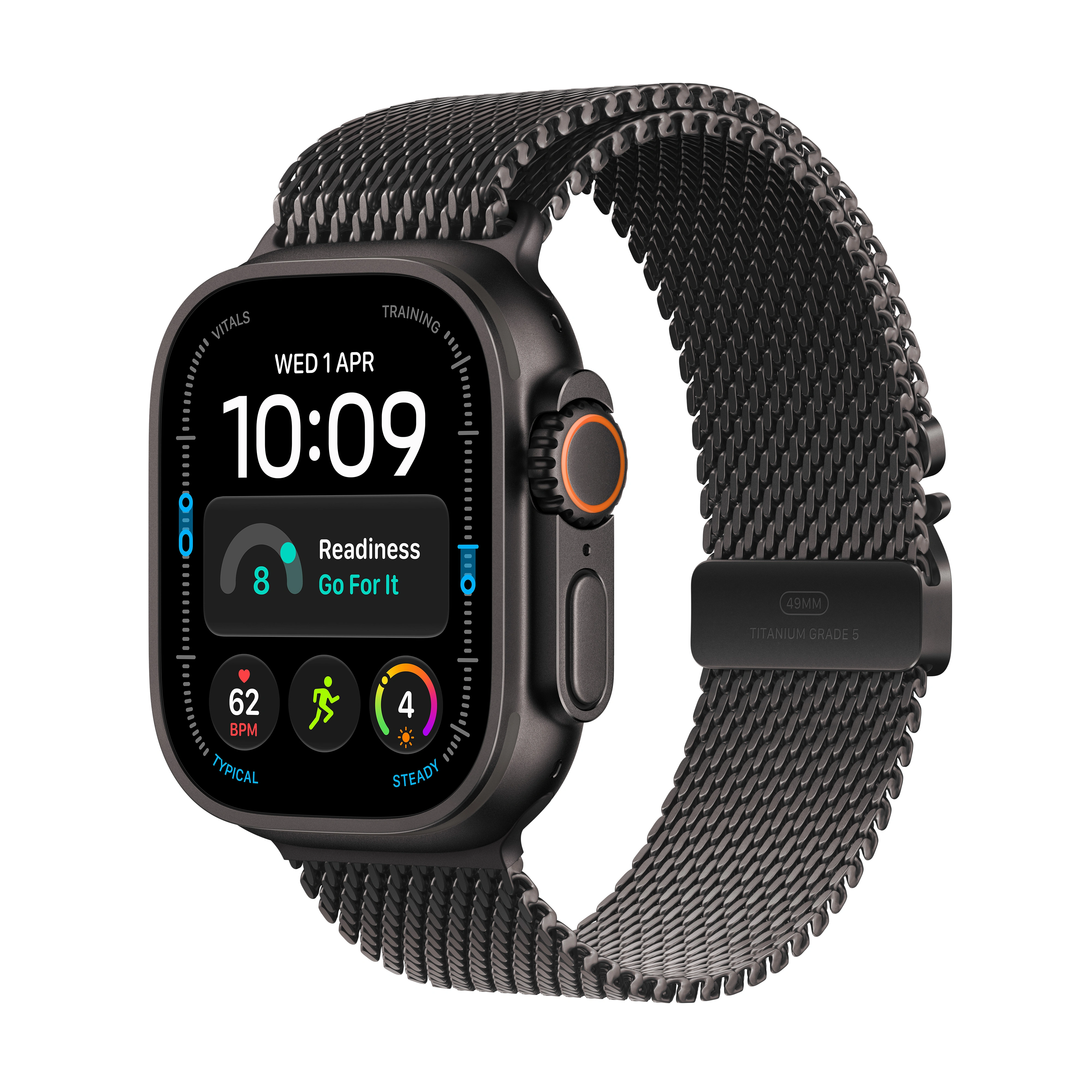 Apple Watch Ultra 4 GPS + Cellular 49mm Black Titanium Case with Black Titanium Milanese Loop - L