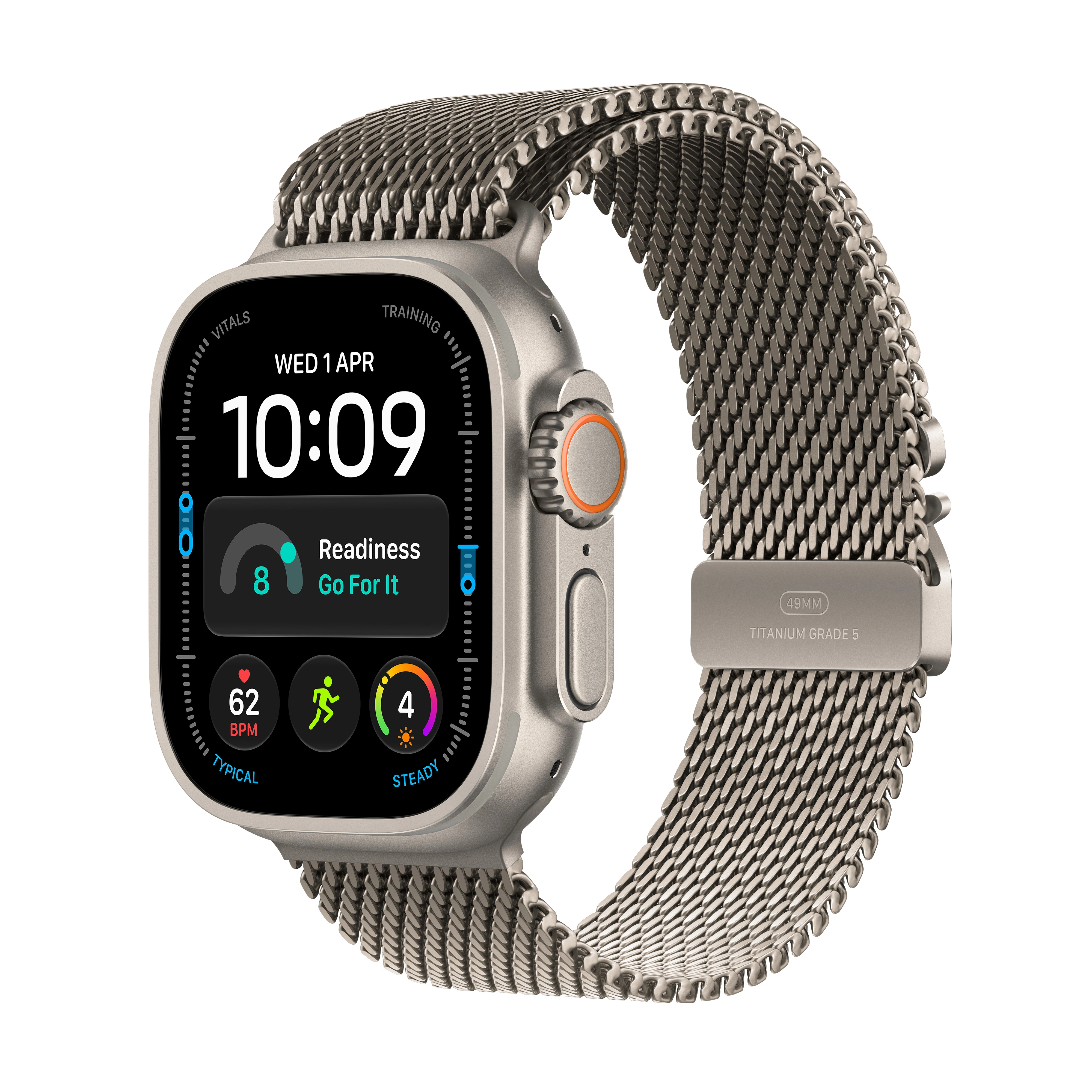 Apple Watch Ultra 4 GPS + Cellular 49mm Natural Titanium Case with Natural Titanium Milanese Loop-M