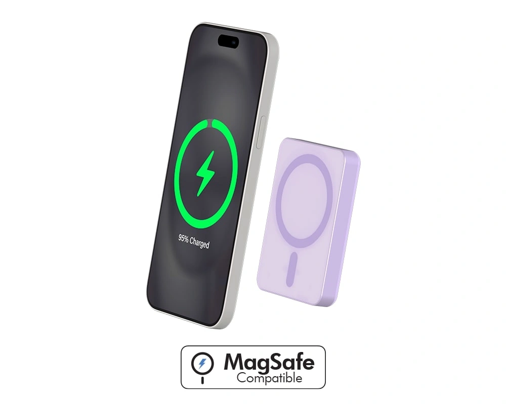 BigBen Force Wireless Charge 15W MagSafe Compatible 5000mAh Powerbank Purple Force Power