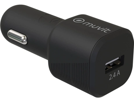 Car charger 1USB 12W By Muvit Black