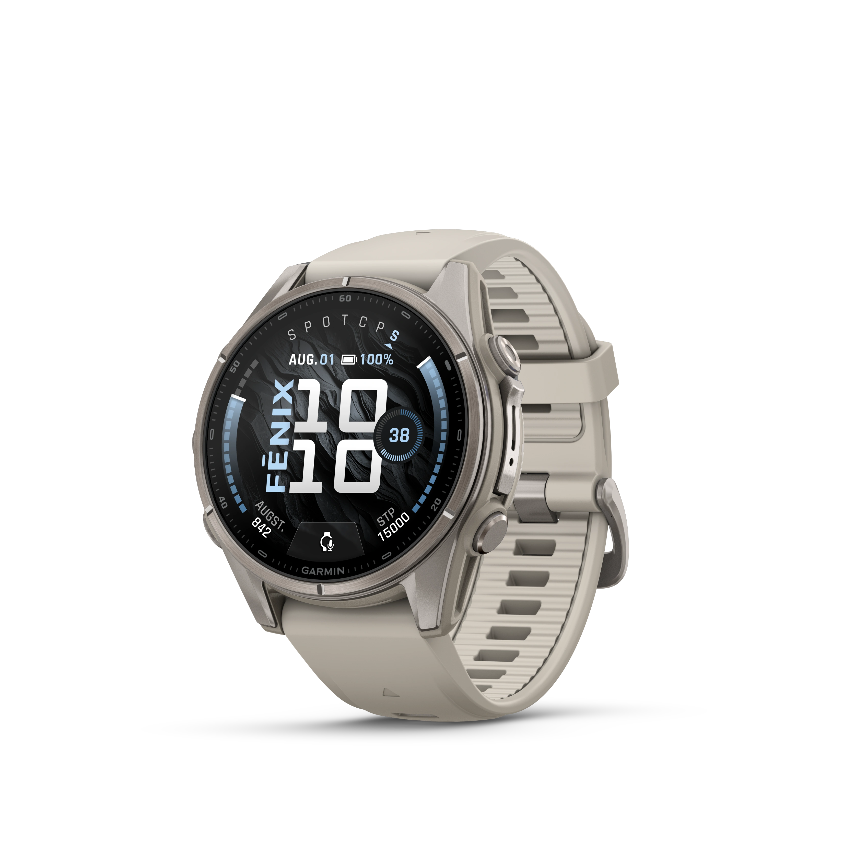 Garmin fenix 9 43mm Titanium with Fog Gray Silicone Band