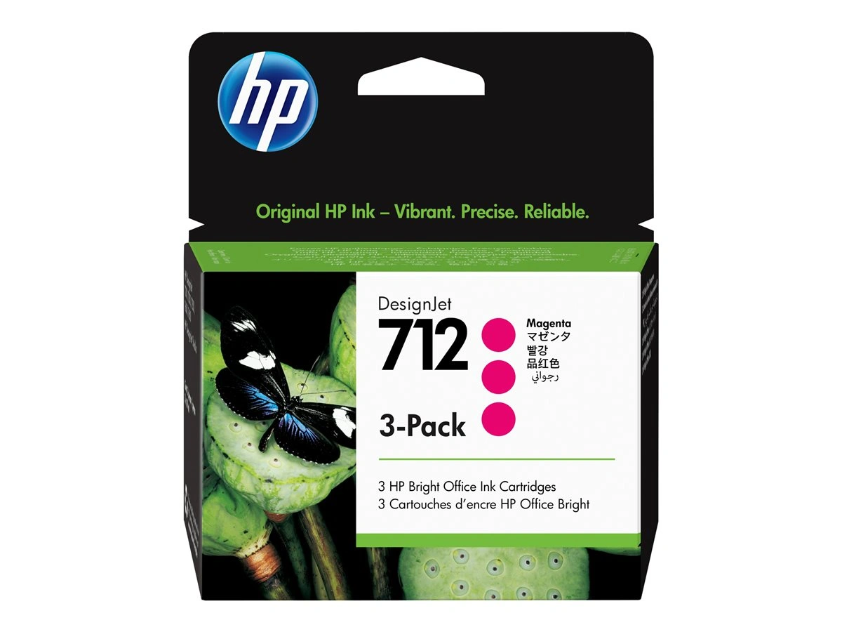 HP 712 Magenta DesignJet Ink Cartridge 3-Pack