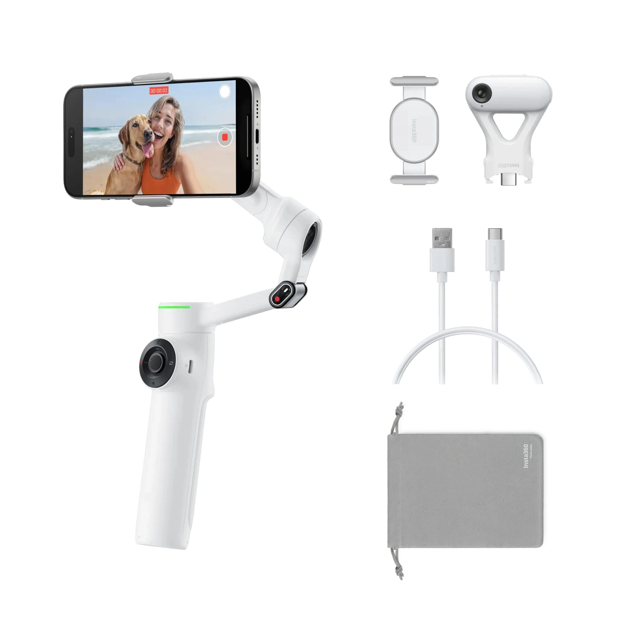 Insta360 Flow 2 Pro AI Tracker Bundle Summit White