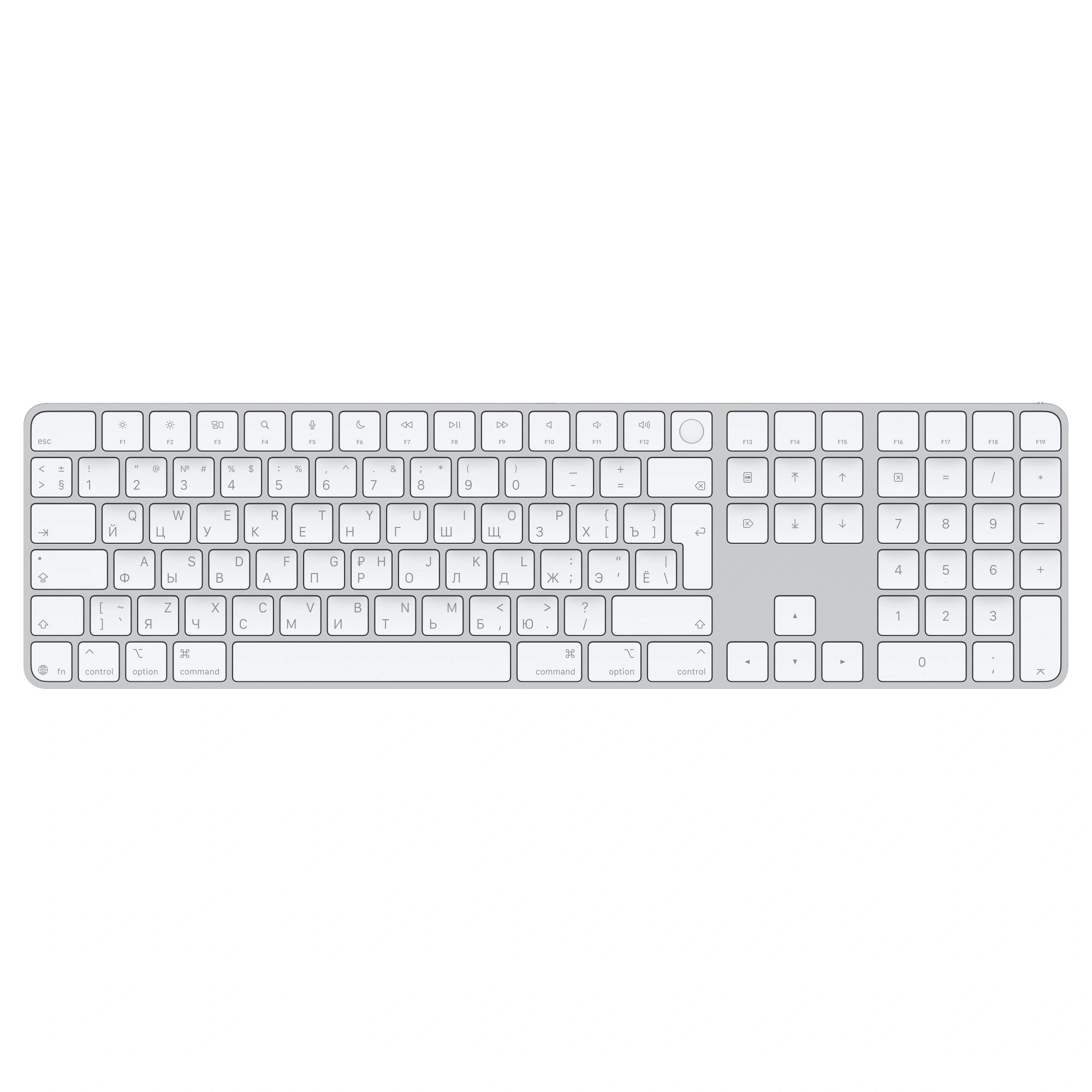 Apple Magic Keyboard with Touch ID and Numeric Keypad for Mac models with Apple silicon (USB–C) - Russian - White Keys