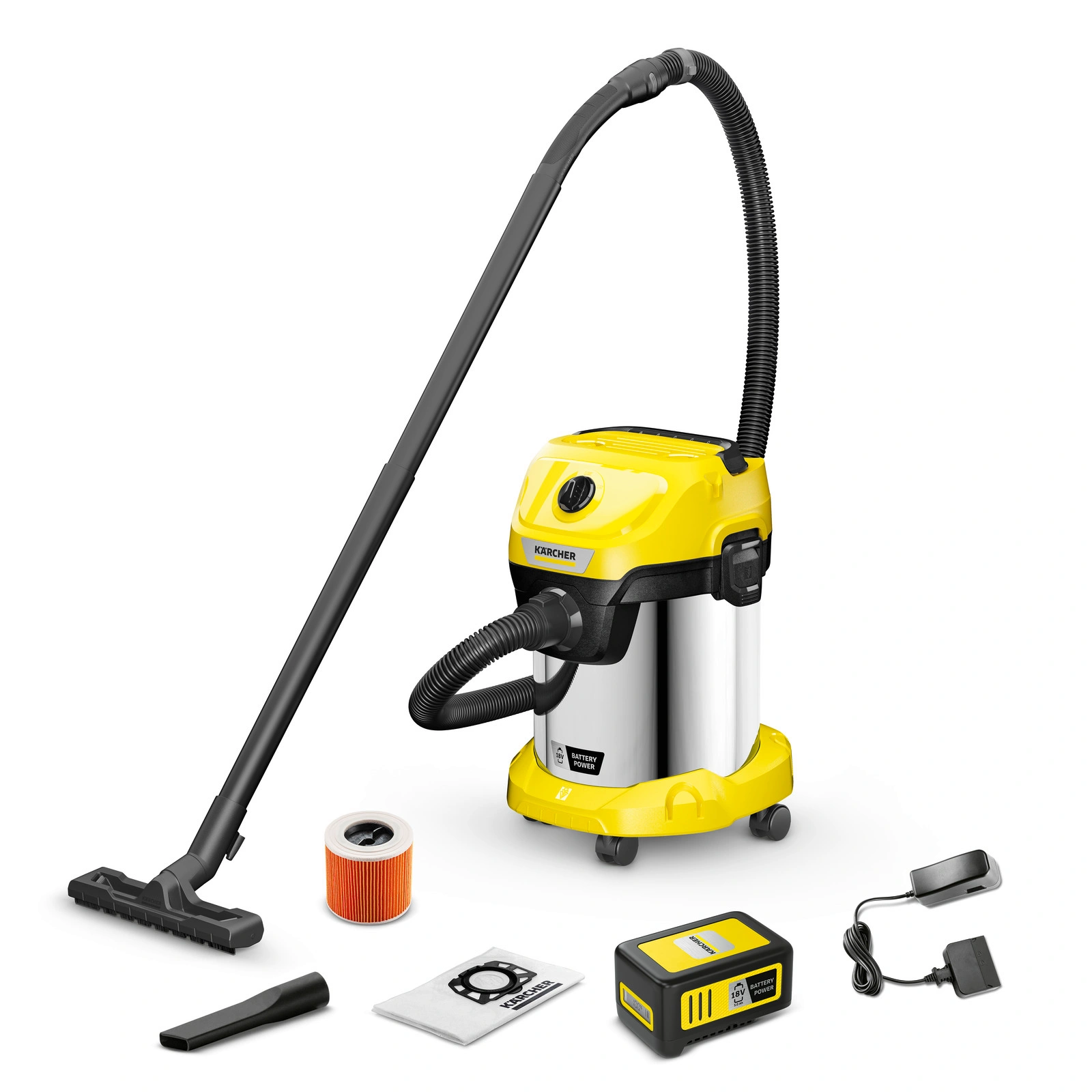 Karcher slapjai un sausai uzkopšanai WD 3-18 S Battery 1.628-576.0