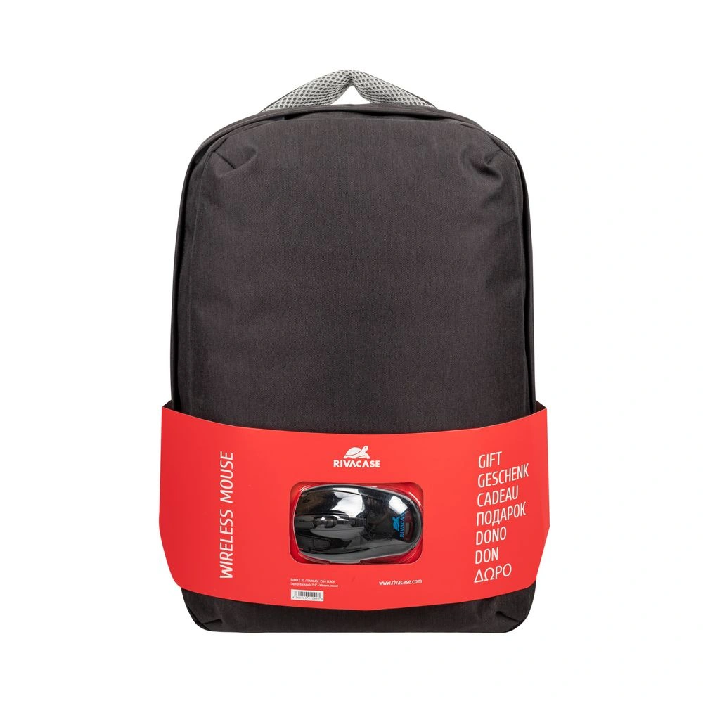 Rivacase Backpack + Wireless Mouse 15.6'' Black
