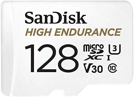 SanDisk High Endurance microSDXC 128GB + SD Adapteris WHITE
