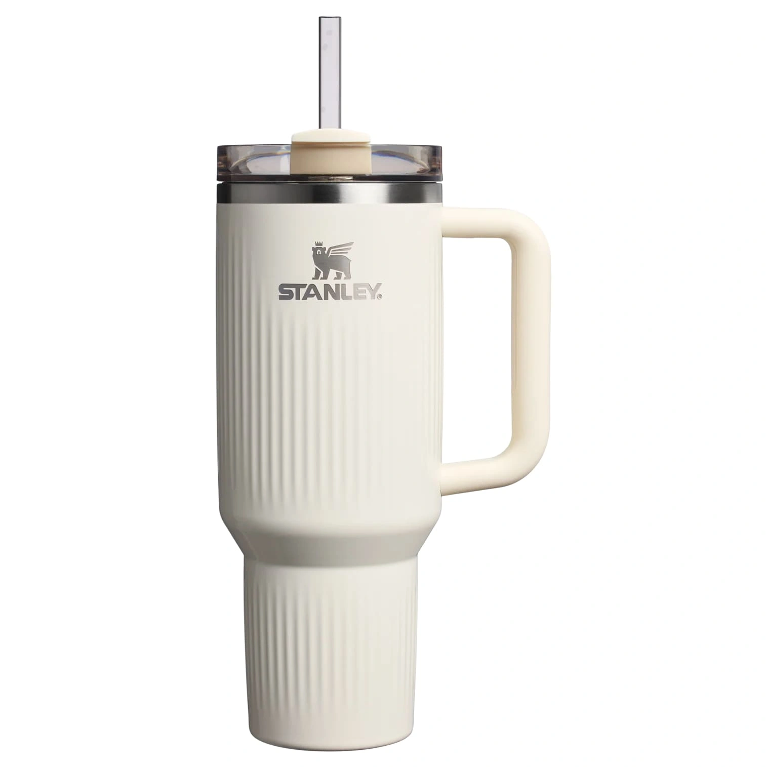 Termokrūze ar salmiņu Stanley The Quencher H2.0 Fluted Tumbler 1.18l Cream Gloss