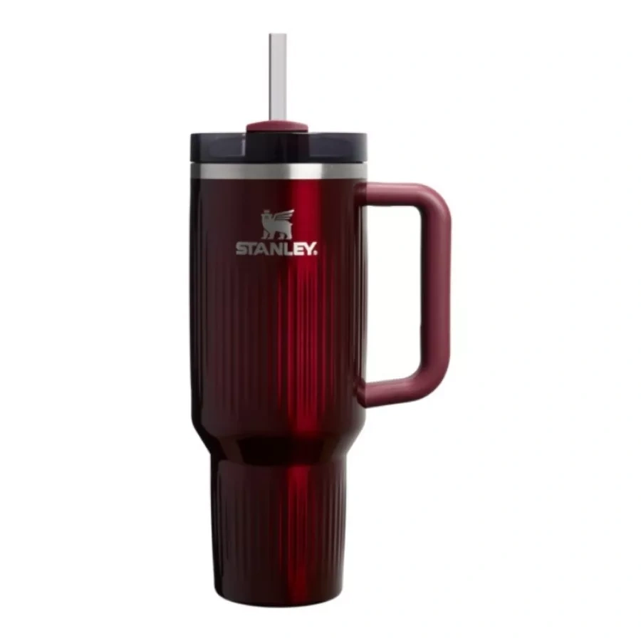 Termokrūze ar salmiņu Stanley The Quencher H2.0 Fluted Tumbler 1.18l Garnet Shine