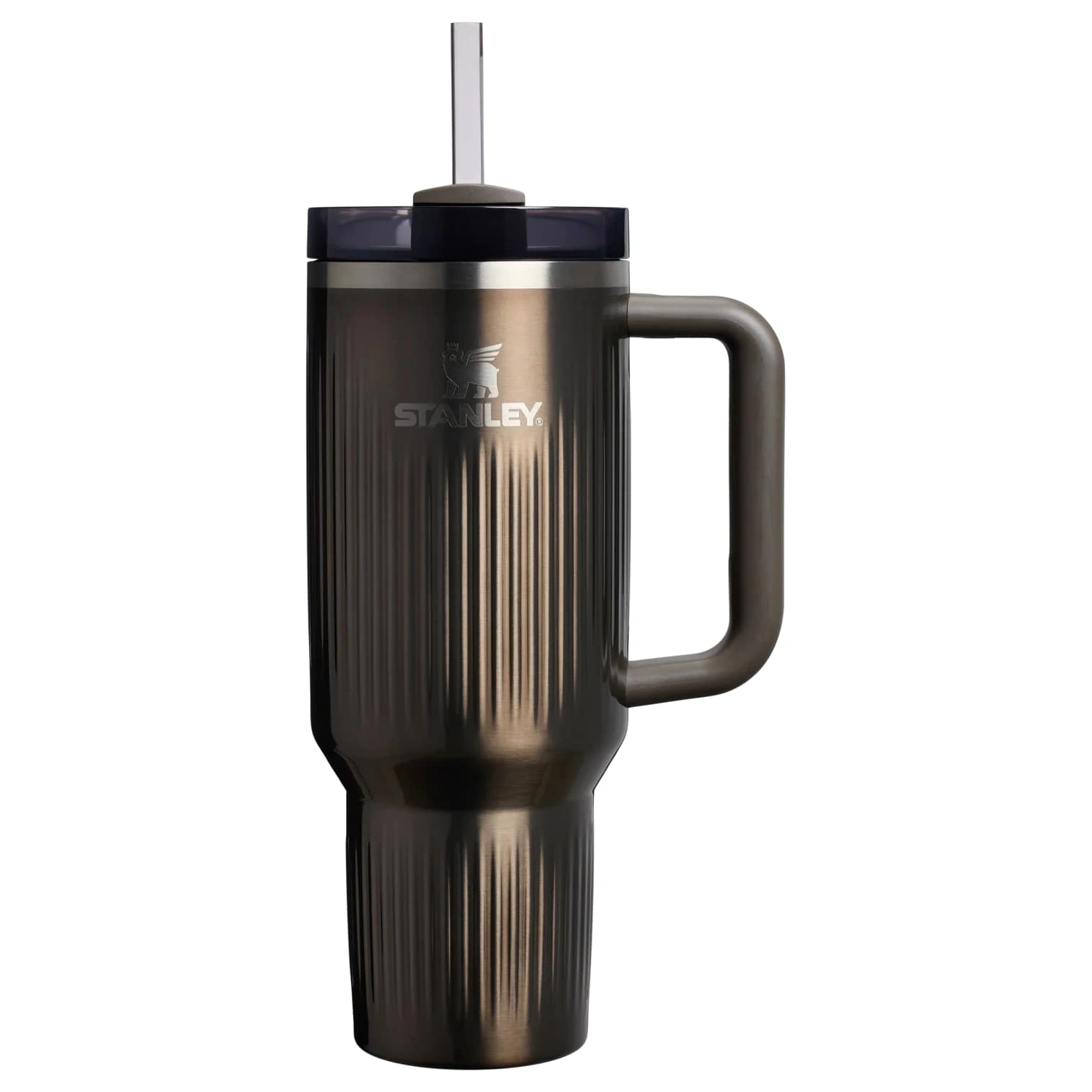 Termokrūze ar salmiņu Stanley The Quencher H2.0 Fluted Tumbler 1.18l Glossy Dark Gray