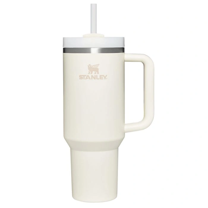 Termokrūze ar salmiņu Stanley The Quencher H2.O FlowState Tumbler 1.18l Cream