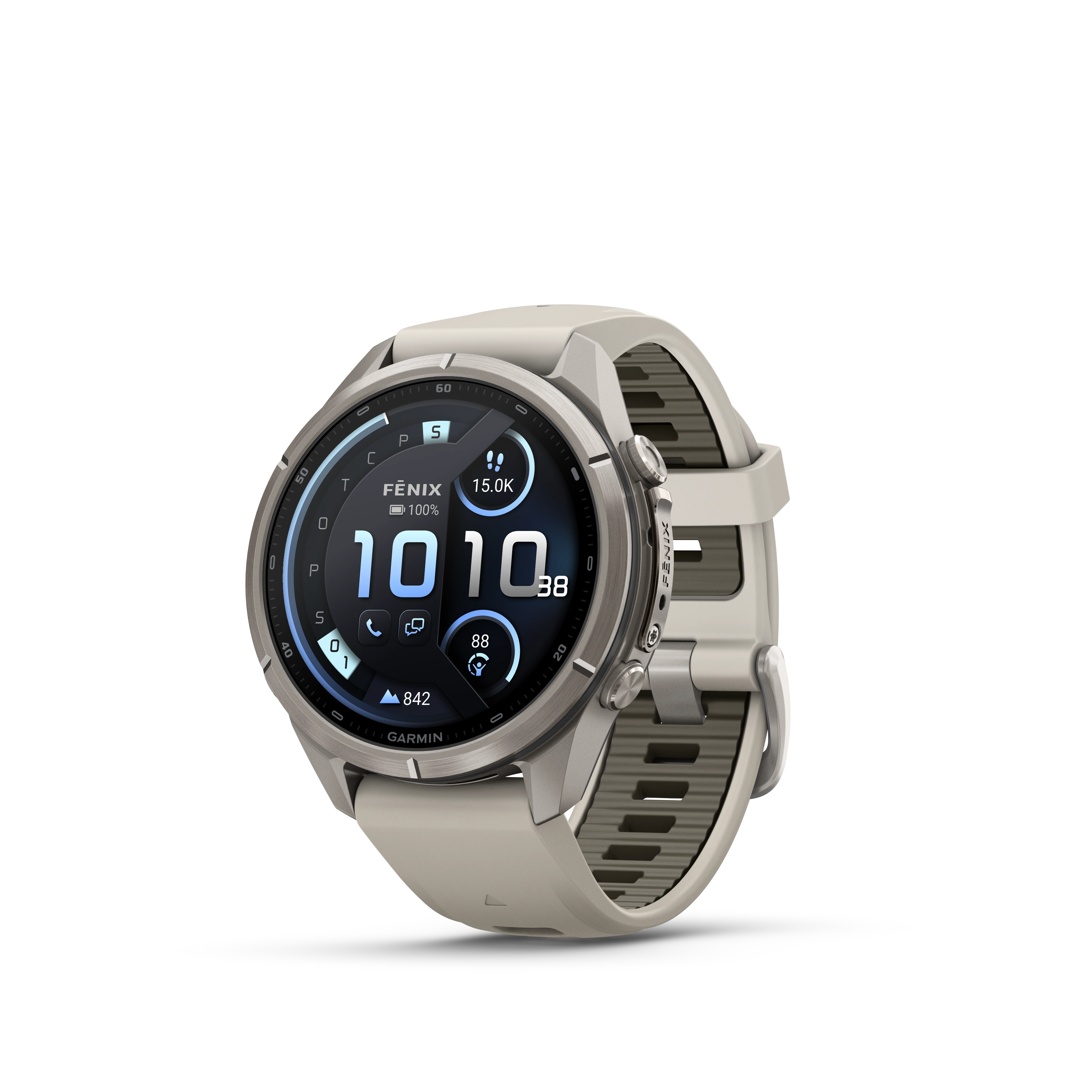 Garmin fenix 9 PRO 43mm inReach Titanium with Fog Gray/Dark Sandstone Silicone Band