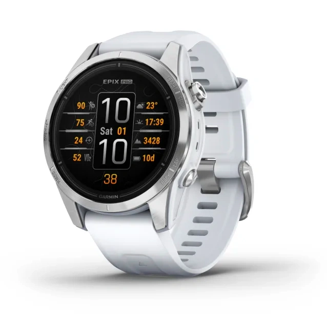 Garmin Epix Pro (Gen2) Silver Stainless Steel with Whitestone Band