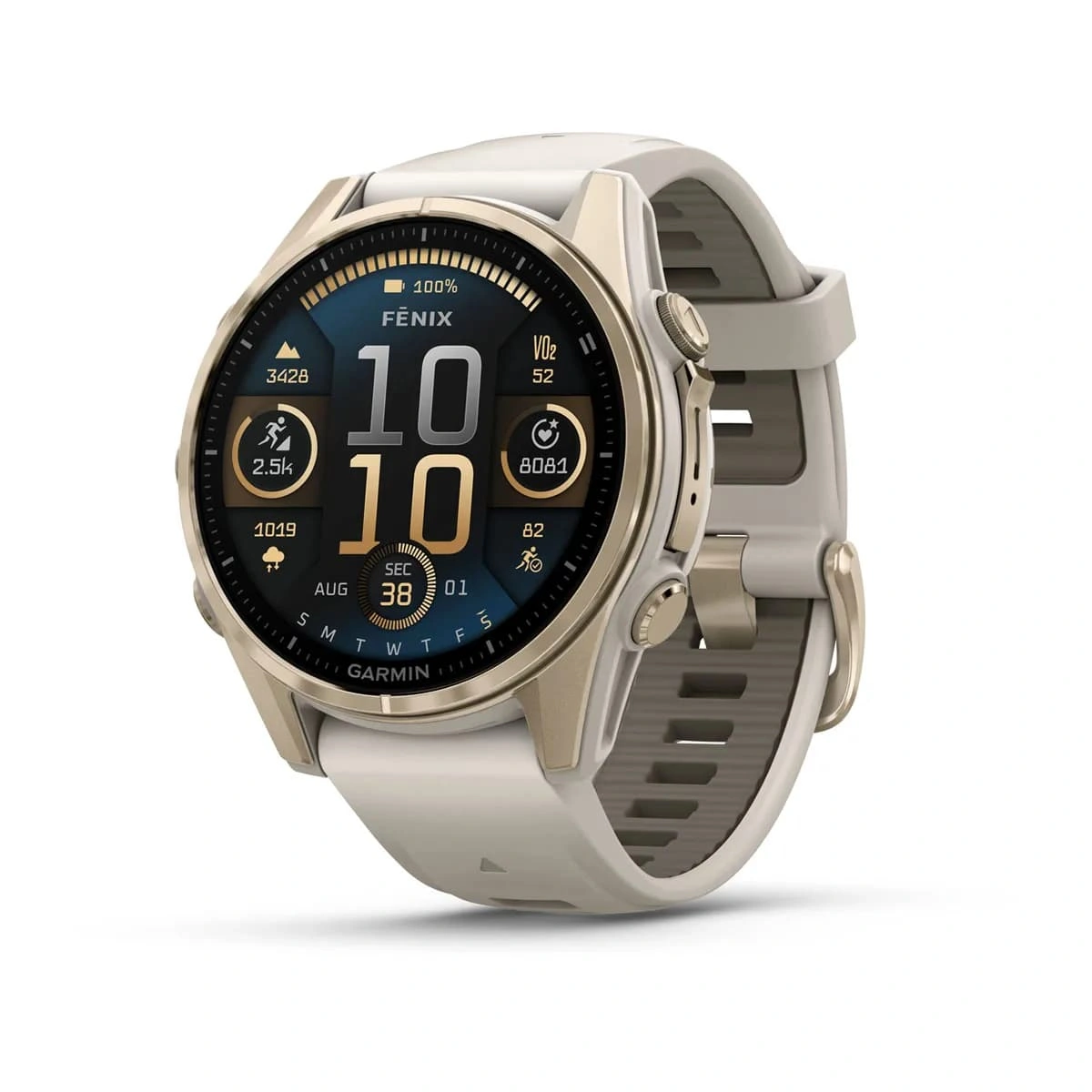Garmin fenix 8 43mm AMOLED Sapphire Soft Gold with Fog Gray/Dark