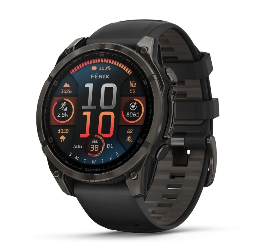 Garmin fenix 8 47mm AMOLED Sapphire Carbon Gray DLC Titanium with Black/Pebble Gray silicone
