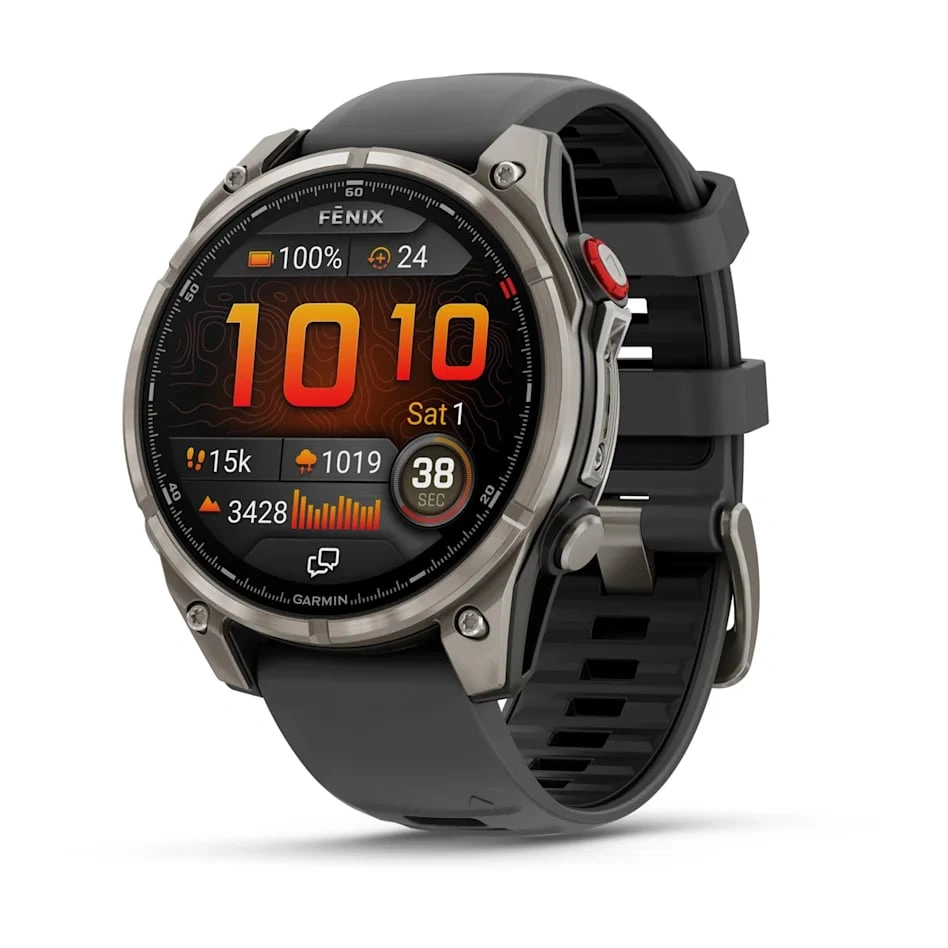 Garmin fenix 8 Pro 47mm AMOLED Sapphire Titan Gray with Black silicone band