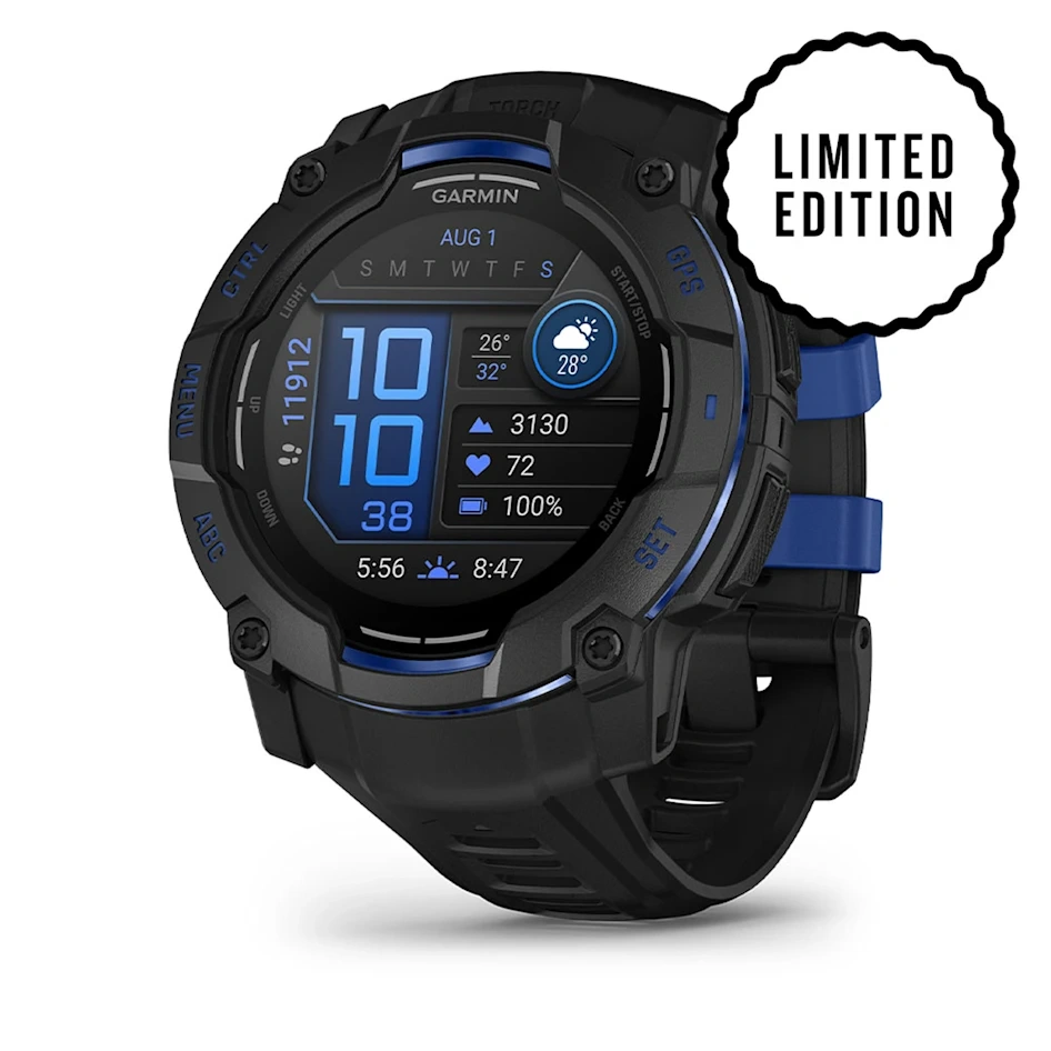 Garmin Instinct 3 – 50 mm AMOLED Black with Black/Bolt Blue Band