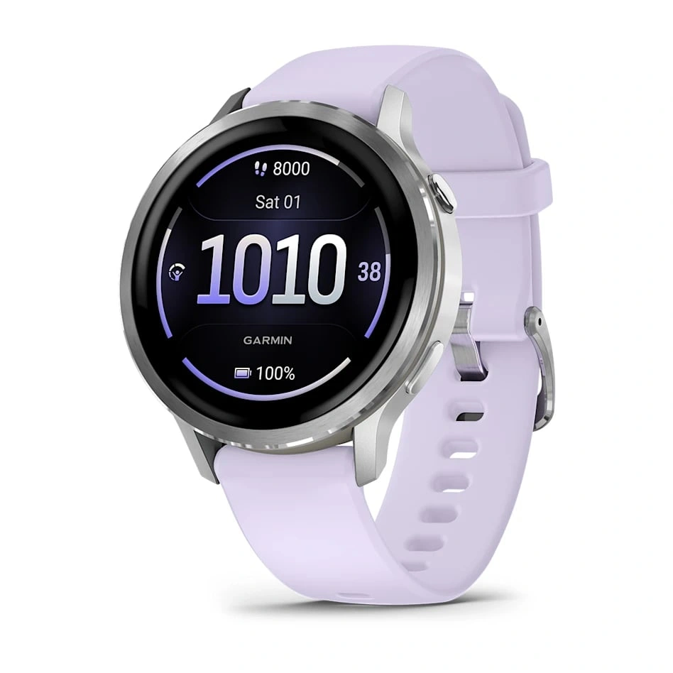 Garmin Venu 4 - 41mm Silver with Periwinkle Silicone Band