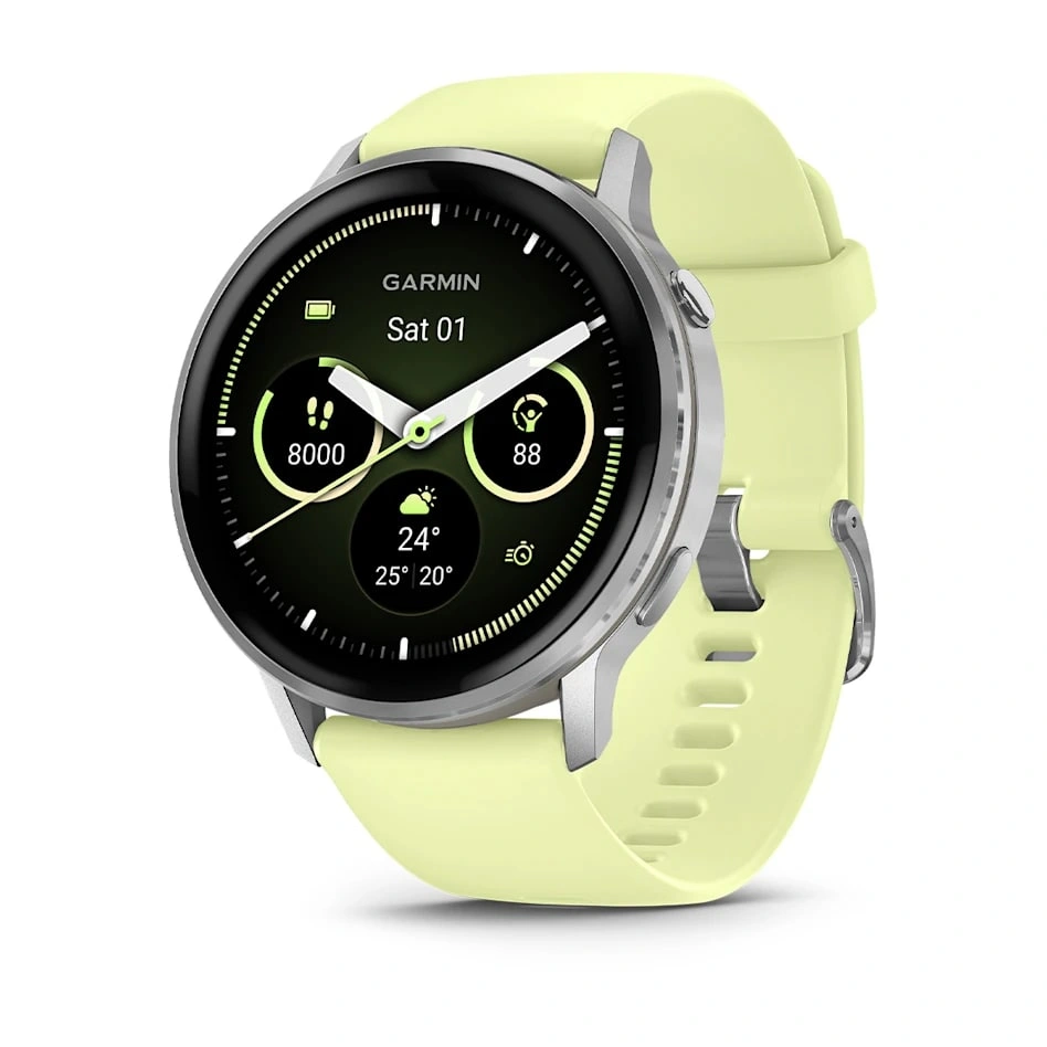 Garmin Venu 4 - 45mm Silver with Citron Silicone band