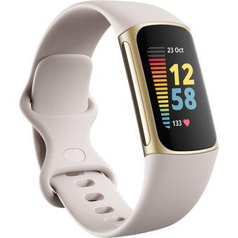 Fitnesa aproce Fitbit Charge 5 Lunar White / Soft Gold Stainless Steel
