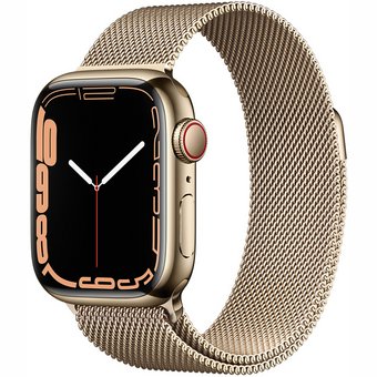 Apple Watch Series 7 GPS + Cellular 41mm Gold Stainless Steel Case with Gold Milanese Loop