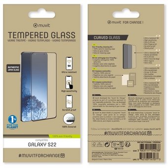 Samsung Galaxy S23/S22 Tempered Screen Glass By Muvit Transparent