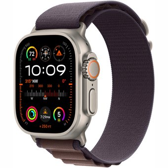 Viedpulkstenis Apple Watch Ultra 2 GPS + Cellular 49mm Titanium Case with Indigo Alpine Loop - Medium