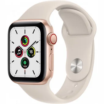 Viedpulkstenis Apple Watch SE GPS + Cellular 40mm Gold Aluminium Case with Starlight Sport Band [Mazlietots]