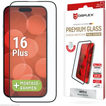 Viedtālruņa ekrāna aizsargs Apple iPhone 16 Plus Premium Glass Screen Protector Full Cover By Displex