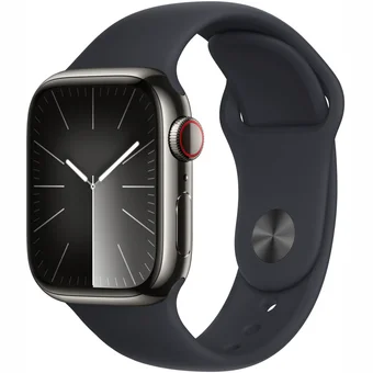 Viedpulkstenis Apple Watch Series 9 GPS + Cellular 41mm Graphite Stainless Steel Case with Midnight Sport Band -S/M
