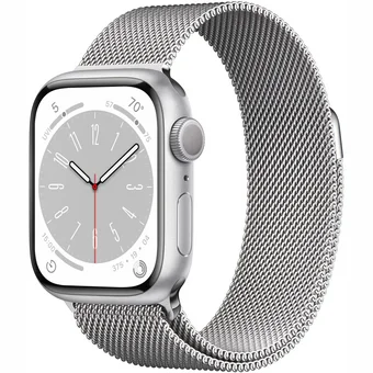 Viedpulkstenis Apple Watch Series 8 GPS + Cellular 41mm Silver Stainless Steel Case with Silver Milanese Loop