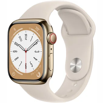 Viedpulkstenis Apple Watch Series 8 GPS + Cellular 45mm Gold Stainless Steel Case with Starlight Sport Band