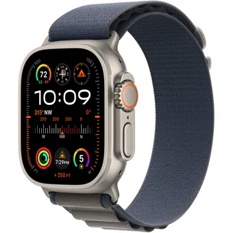 Viedpulkstenis Apple Watch Ultra 2 GPS + Cellular 49mm Titanium Case with Blue Alpine Loop - Medium