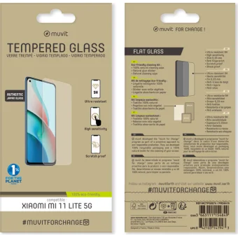 Viedtālruņa ekrāna aizsargs Xiaomi Mi 11 Lite 5G Tempered 2D Screen Glass By Muvit Transparent
