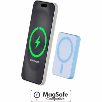 Akumulatori (Power bank) Force Magnetic MagSafe Wireless Powerbank 5000mAh 1 USB C port 15W Qi Metal Blue