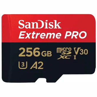 SanDisk Extreme PRO microSDXC 256GB + SD Adapteris RED / BLACK