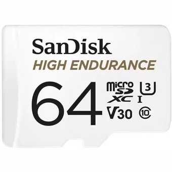 SanDisk High Endurance microSDXC 64GB + SD Adapteris WHITE