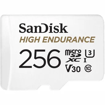 SanDisk High Endurance microSDXC 256GB + SD Adapteris WHITE