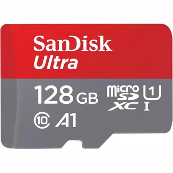 SanDisk Ultra microSDXC 128GB + SD Adapteris RED / GRAY