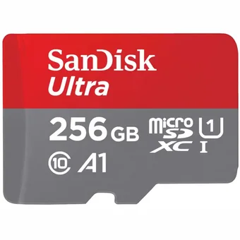 SanDisk Ultra microSDXC 256GB + SD Adapteris RED / GRAY