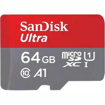 SanDisk Ultra microSDXC 64GB + SD Adapteris RED / GRAY