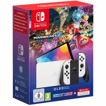 Spēļu konsole Nintendo Switch – OLED Model White incl. Mario Kart 8 Deluxe + Nintendo Switch Online 12-month