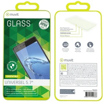 Viedtālruņa ekrāna aizsargs Universal Screen Glass up to 5.7" By Muvit Transparent