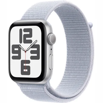 Viedpulkstenis Apple Watch SE 2024 GPS 44mm Silver Aluminium Case with Blue Cloud Sport Loop