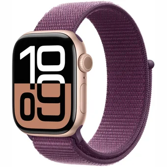 Viedpulkstenis Apple Watch Series 10 GPS 42mm Rose Gold Aluminium Case with Plum Sport Loop